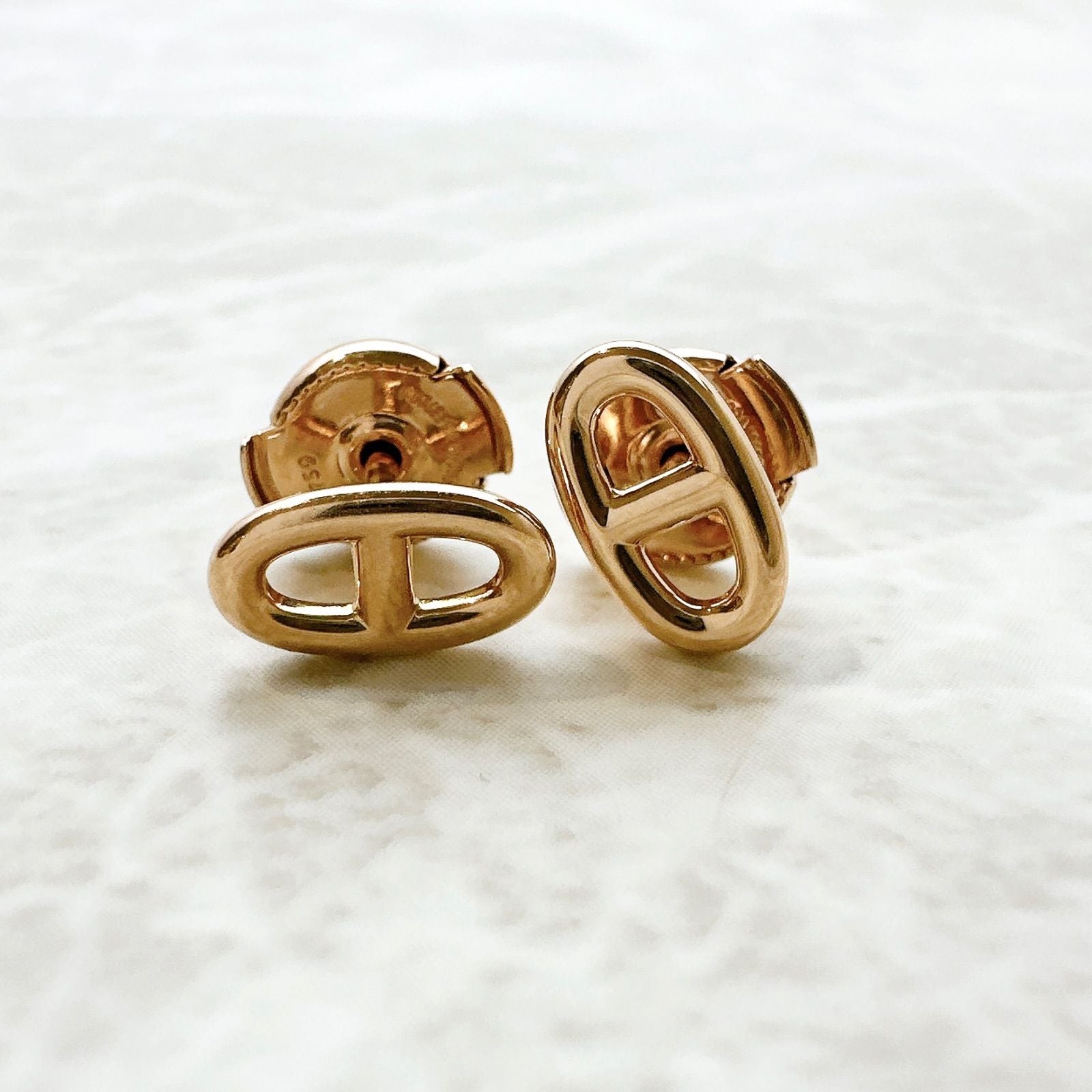 Hermes Chaine D'ancre Farandole TPM Pink Gold Earrings — view 4
