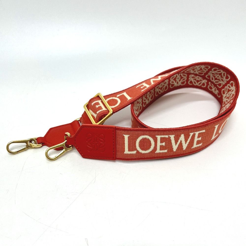 Loewe Shoulder Strap Anagram Jacquard Logo Canvas Leather Orange