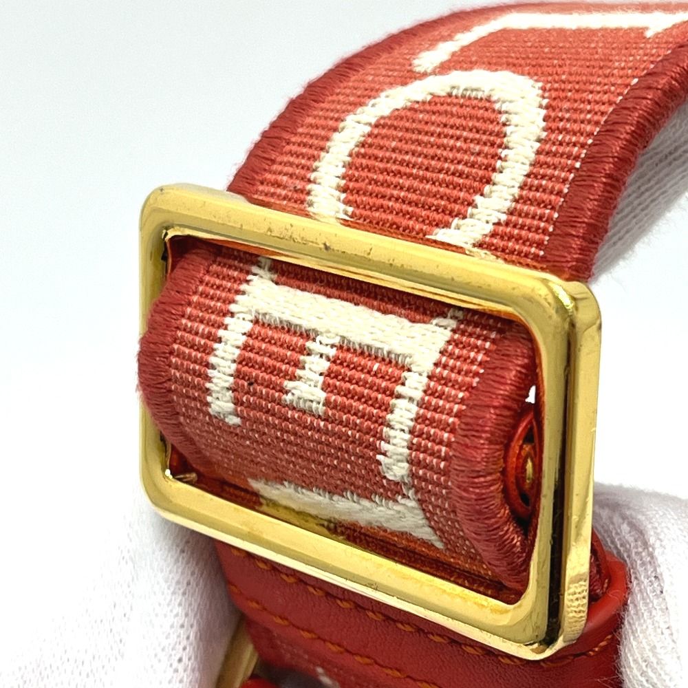Loewe Shoulder Strap Anagram Jacquard Logo Canvas Leather Orange — view 3