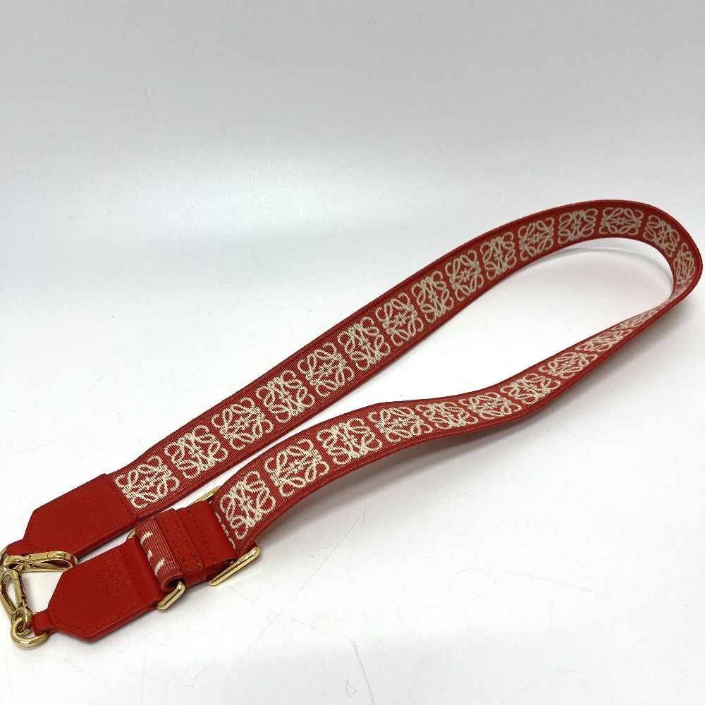 Loewe Shoulder Strap Anagram Jacquard Logo Canvas Leather Orange — view 5
