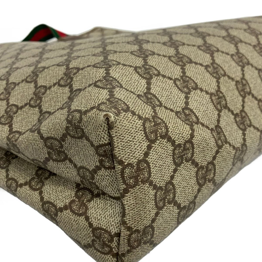 Gucci Tote Sherry GG Plus Supreme Gray Beige Dark Brown Multi Leather — view 6