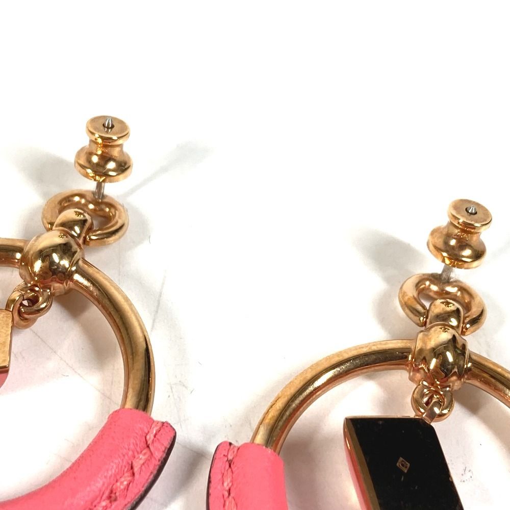 Hermes Earrings Loup Medle PM Leather Pink — view 7