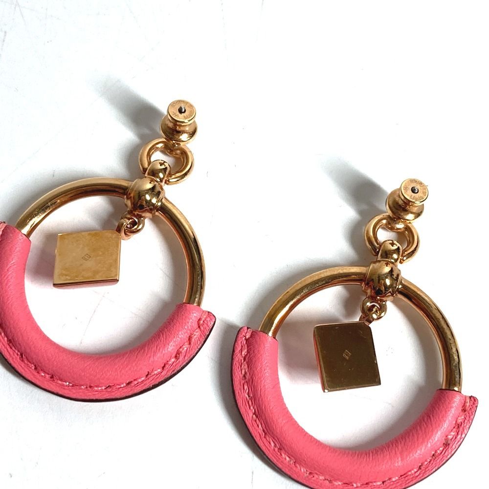 Hermes Earrings Loup Medle PM Leather Pink — view 6