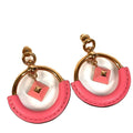 Hermes Earrings Loup Medle PM Leather Pink