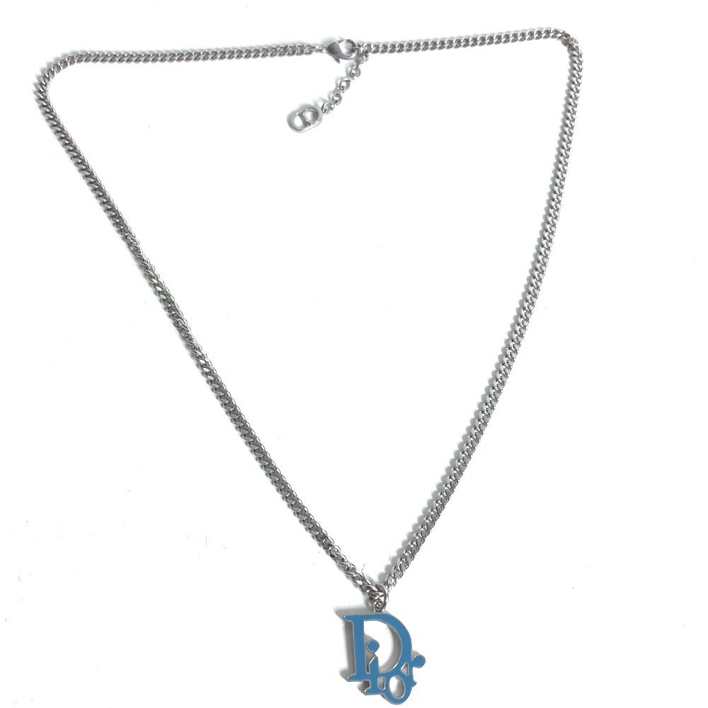 Dior Necklace CD Logo Metal Silver — view 3