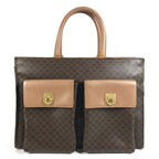 Celine Handbag Macadam Logo Leather Brown