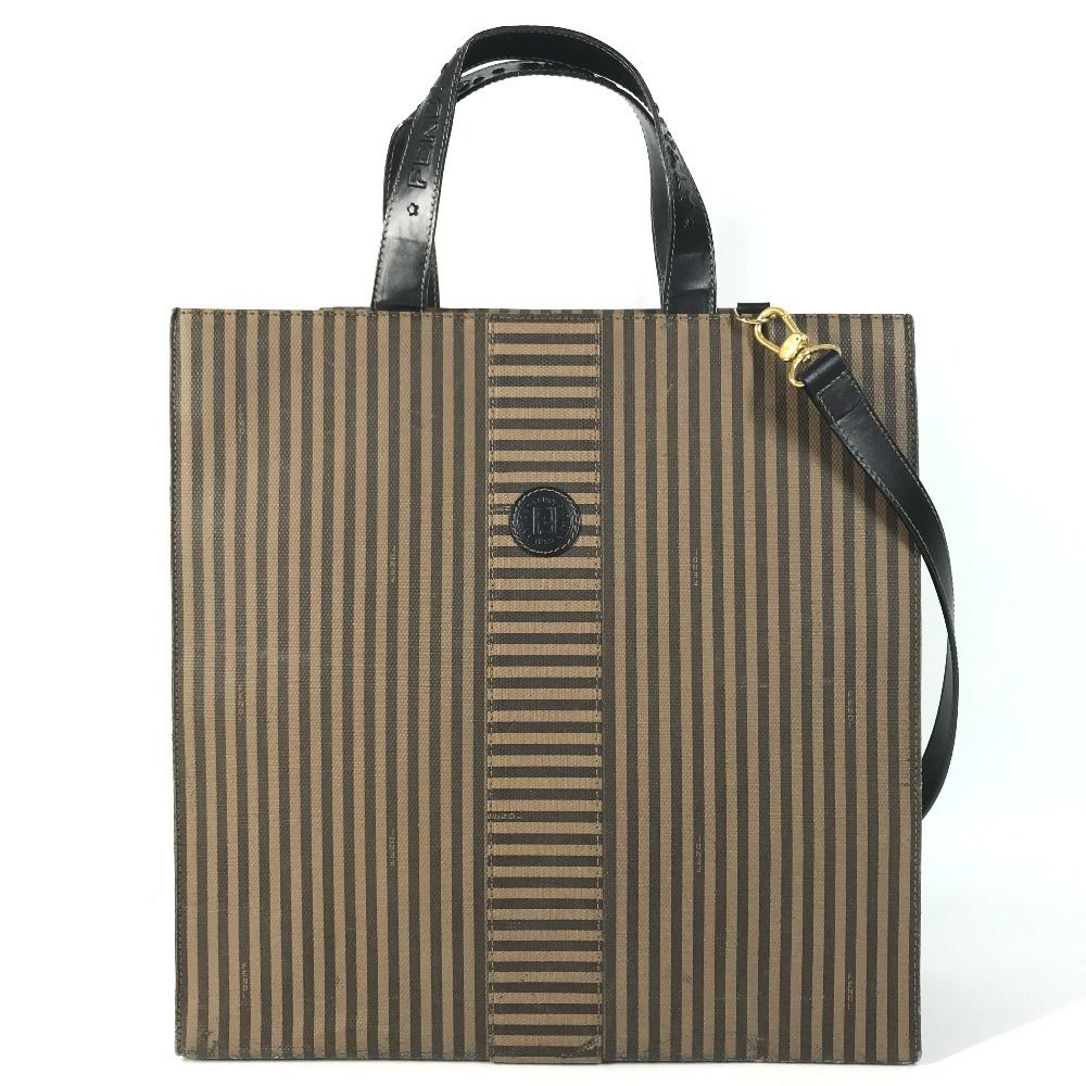 Fendi Handbag Pecan Logo 2-Way Bag Vertical Leather Brown