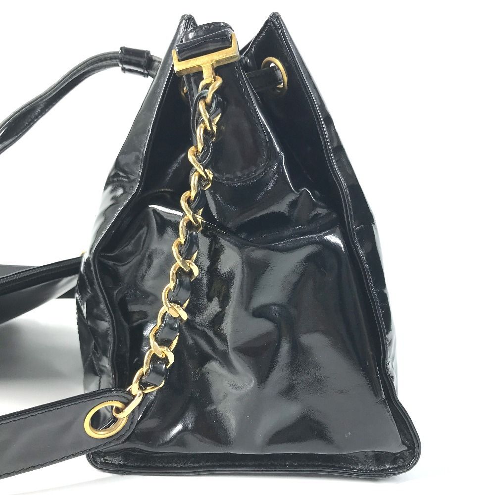 Chanel Shoulder Bag Drawstring CC Logo Enamel Black — view 4