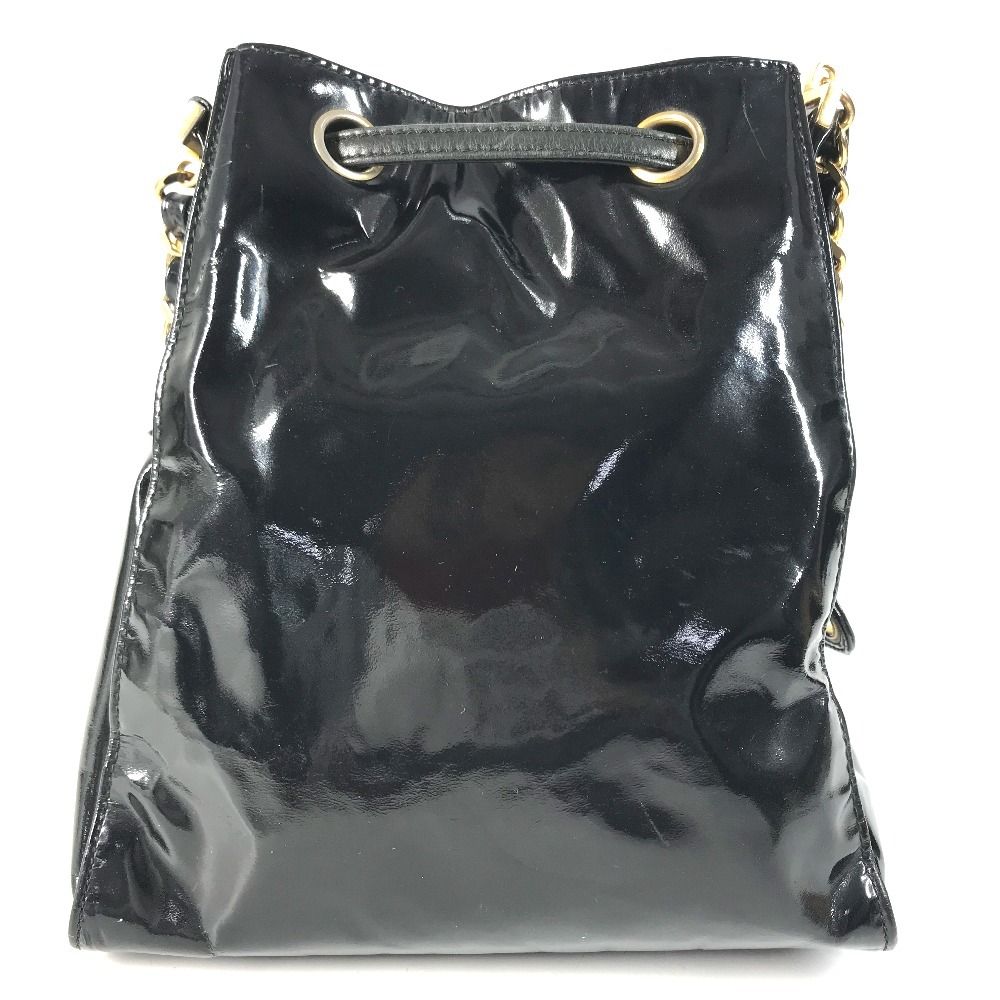 Chanel Shoulder Bag Drawstring CC Logo Enamel Black — view 3