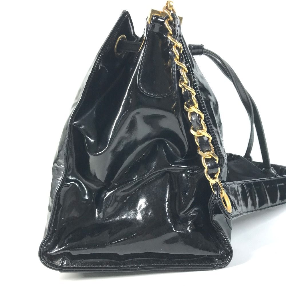 Chanel Shoulder Bag Drawstring CC Logo Enamel Black — view 5
