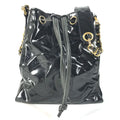 Chanel Shoulder Bag Drawstring CC Logo Enamel Black