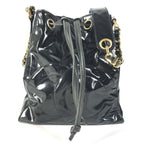 Chanel Shoulder Bag Drawstring CC Logo Enamel Black