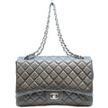 Chanel Black Lamb Silver Single Flap Maxi Quilted 34