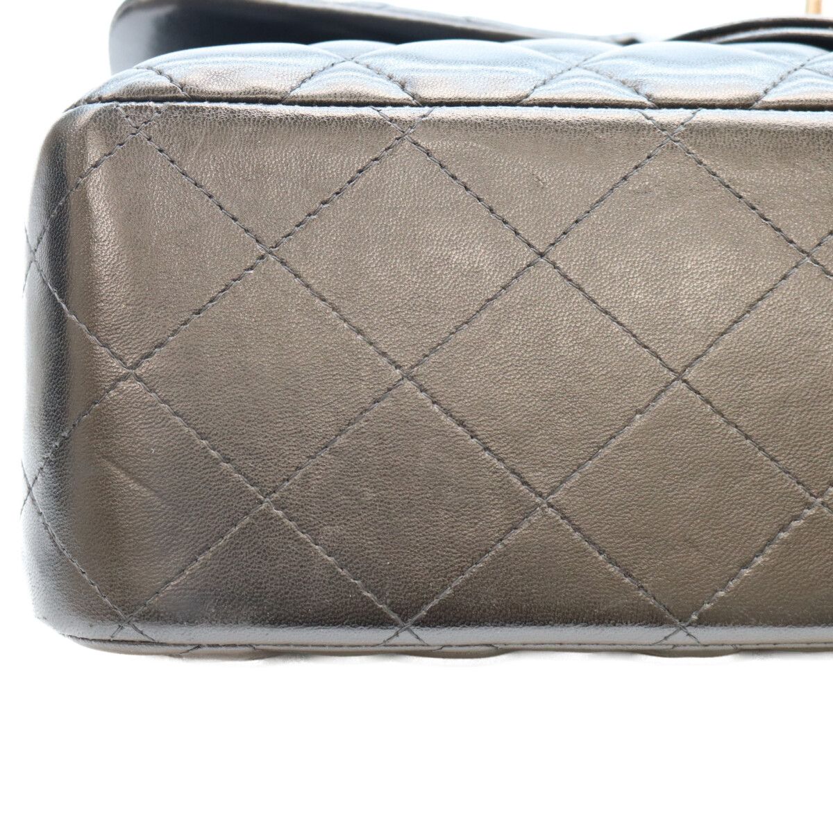 Chanel Black Lamb Silver Double Flap Maxi Quilted 30 — view 6