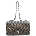 Chanel Black Lamb Silver Double Flap Maxi Quilted 30