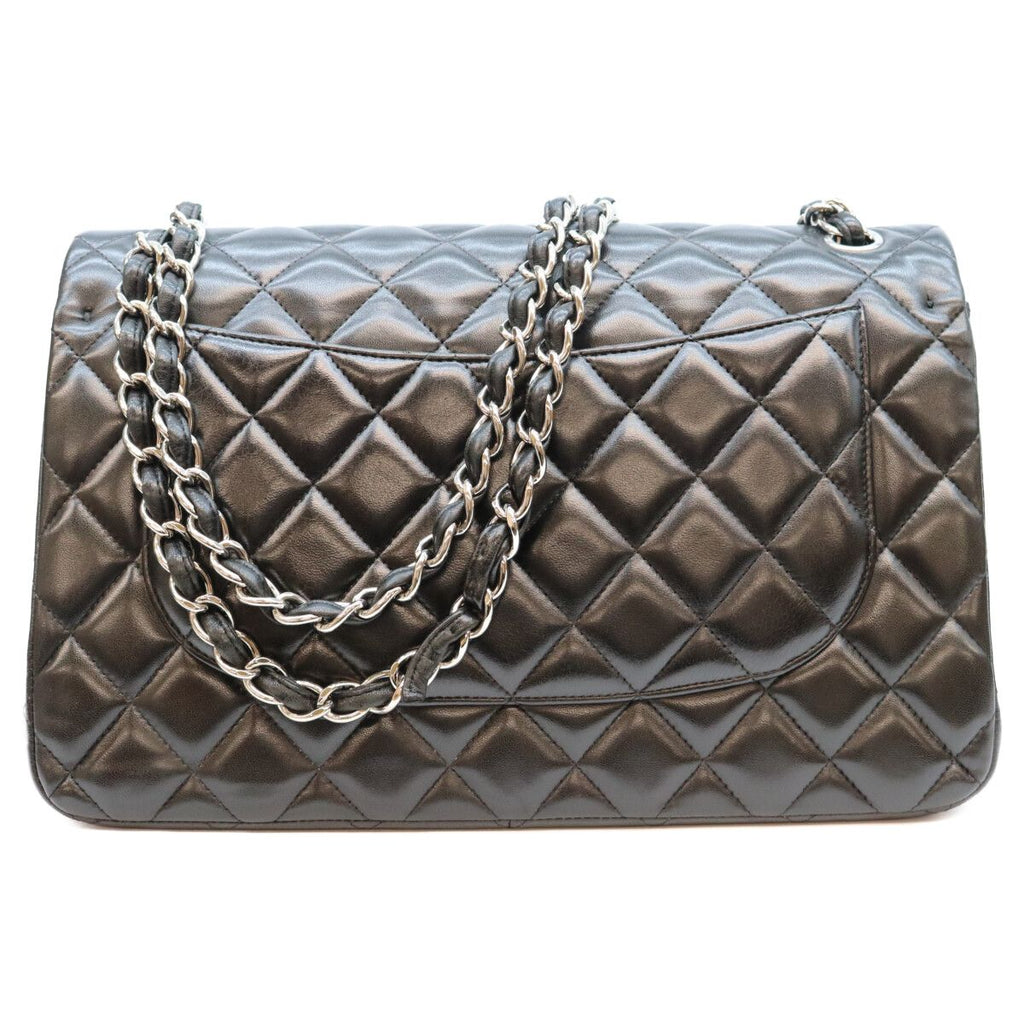 Chanel Black Lamb Silver Double Flap Maxi Quilted 30 — view 3