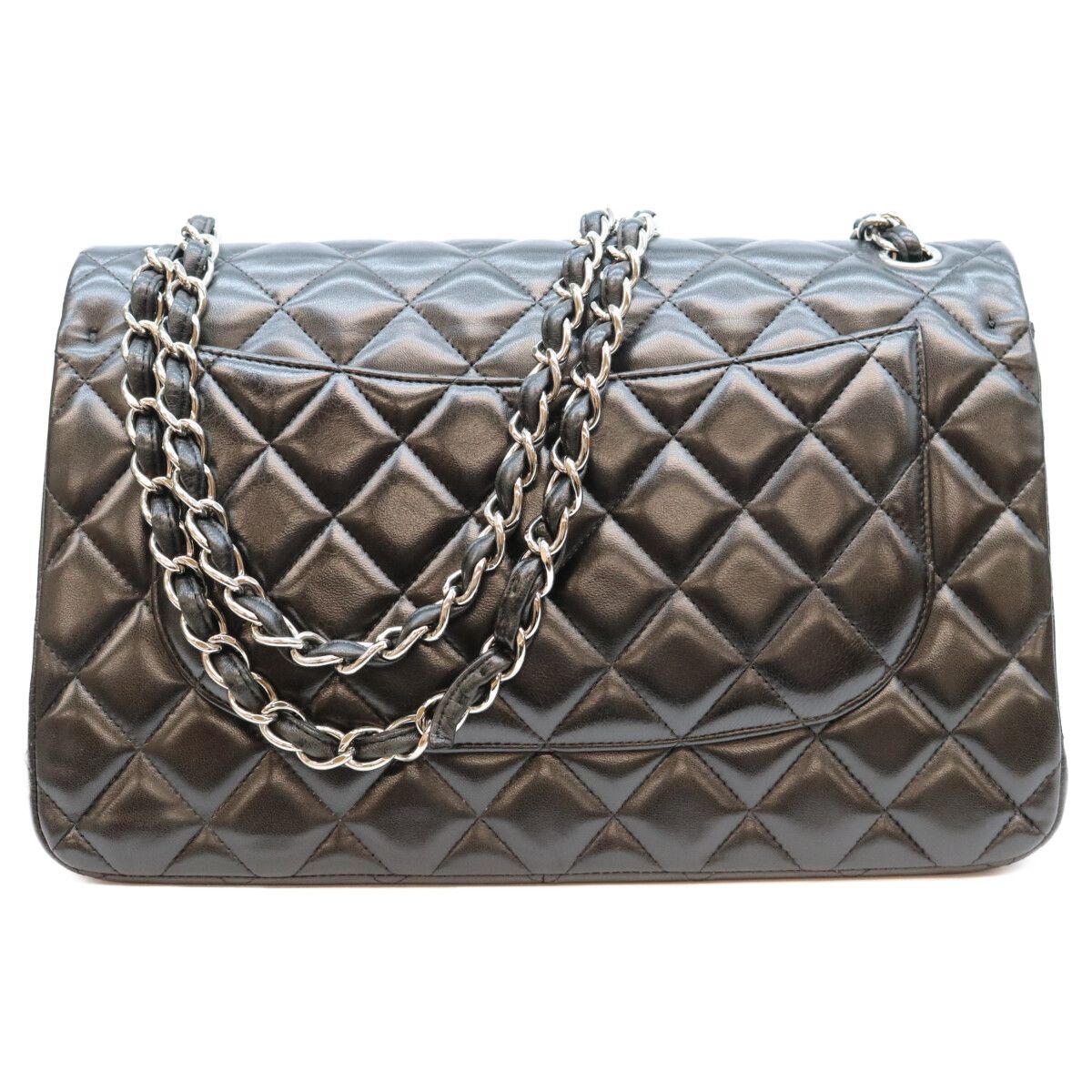 Chanel Black Lamb Silver Double Flap Maxi Quilted 30 — view 3