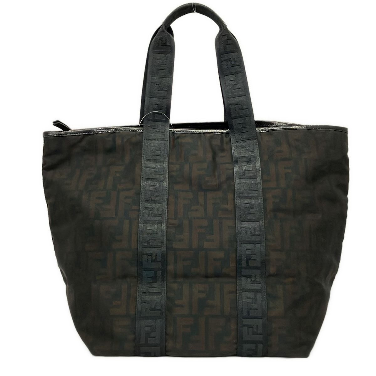 Fendi Handbag Zucca Pattern Dark Brown Black Leather — view 3