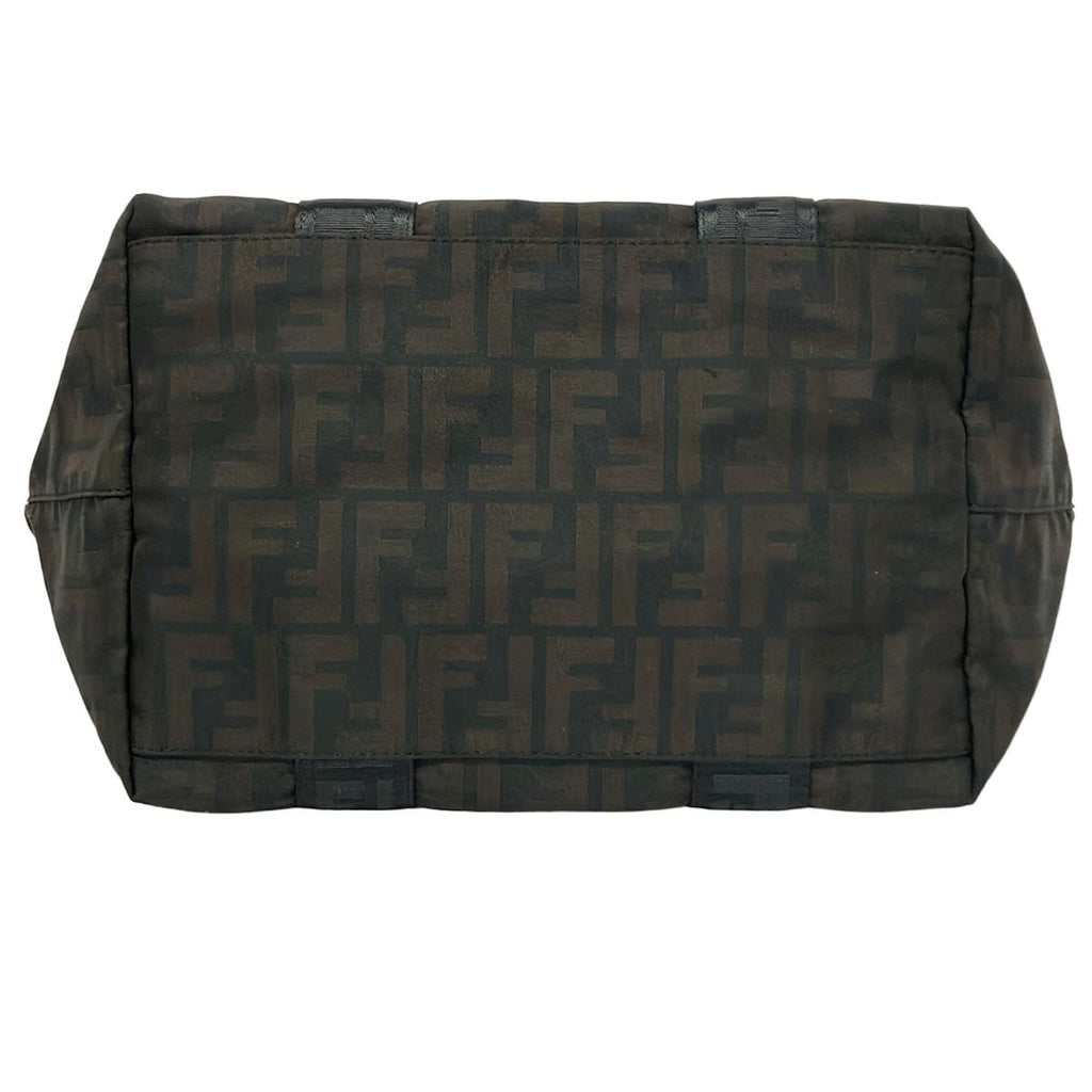 Fendi Handbag Zucca Pattern Dark Brown Black Leather — view 5
