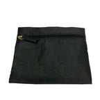 Fendi Handbag Zucca Pattern Dark Brown Black Leather — view 8