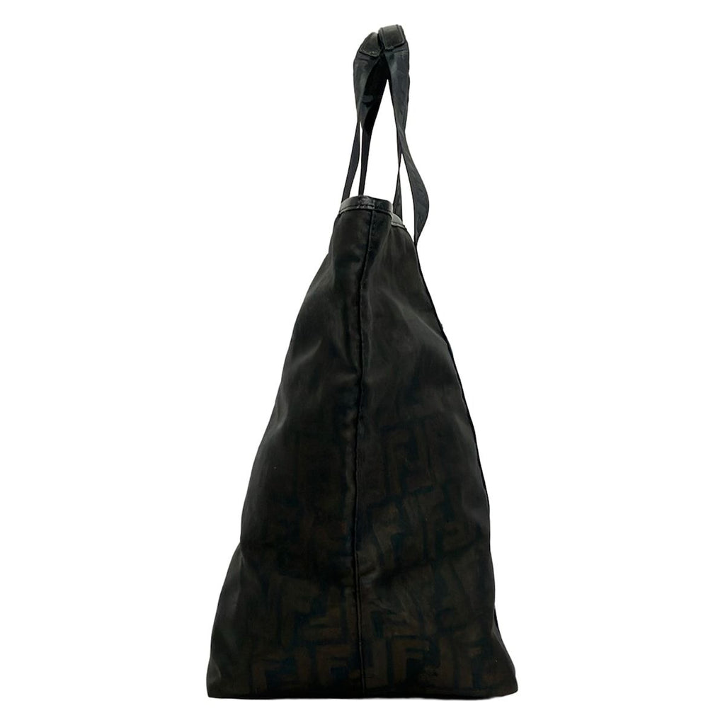 Fendi Handbag Zucca Pattern Dark Brown Black Leather — view 4