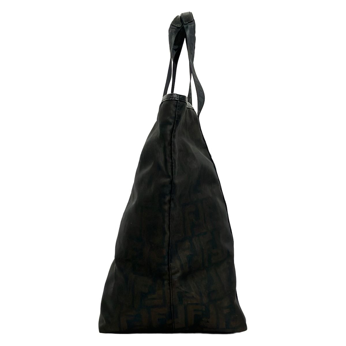 Fendi Handbag Zucca Pattern Dark Brown Black Leather — view 4