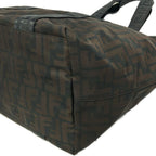 Fendi Handbag Zucca Pattern Dark Brown Black Leather — view 6