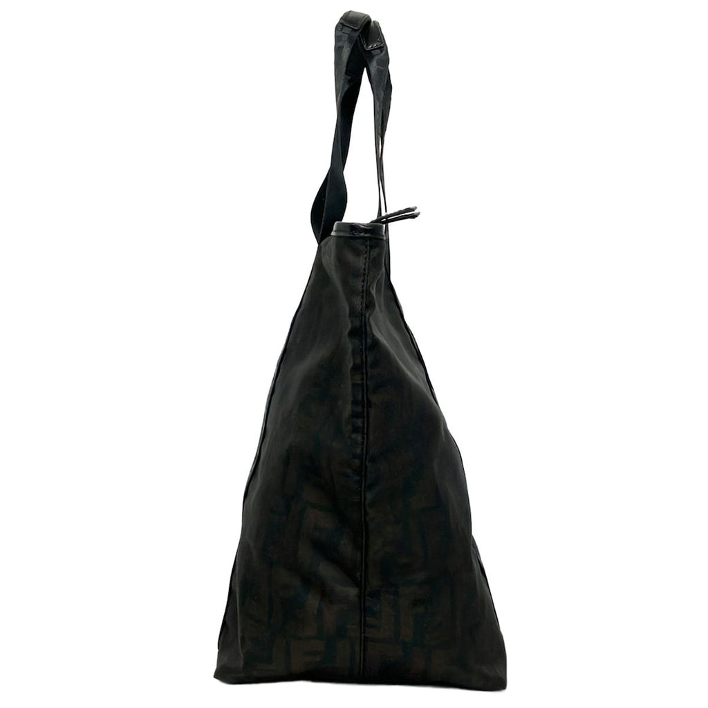 Fendi Handbag Zucca Pattern Dark Brown Black Leather — view 2