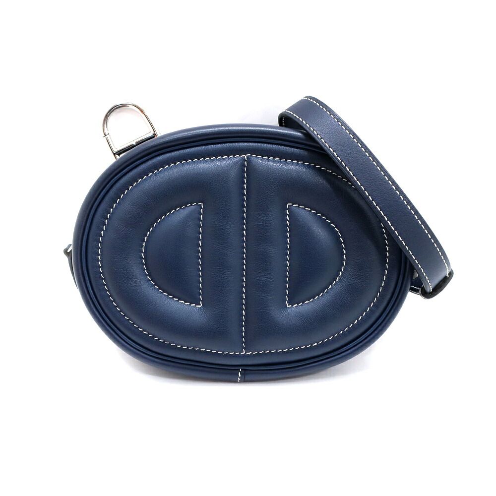 Hermes Ten in the Loop Verso Belt Bag Navy Orange