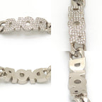 Dior Italic Signature Chain Link Bracelet 19.3 24 Logo Crystal Rhinestone Silver — view 4