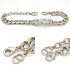 Dior Italic Signature Chain Link Bracelet 19.3 24 Logo Crystal Rhinestone Silver — view 5