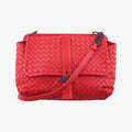 Bottega Veneta Intrecciato Red Lambskin Shoulder
