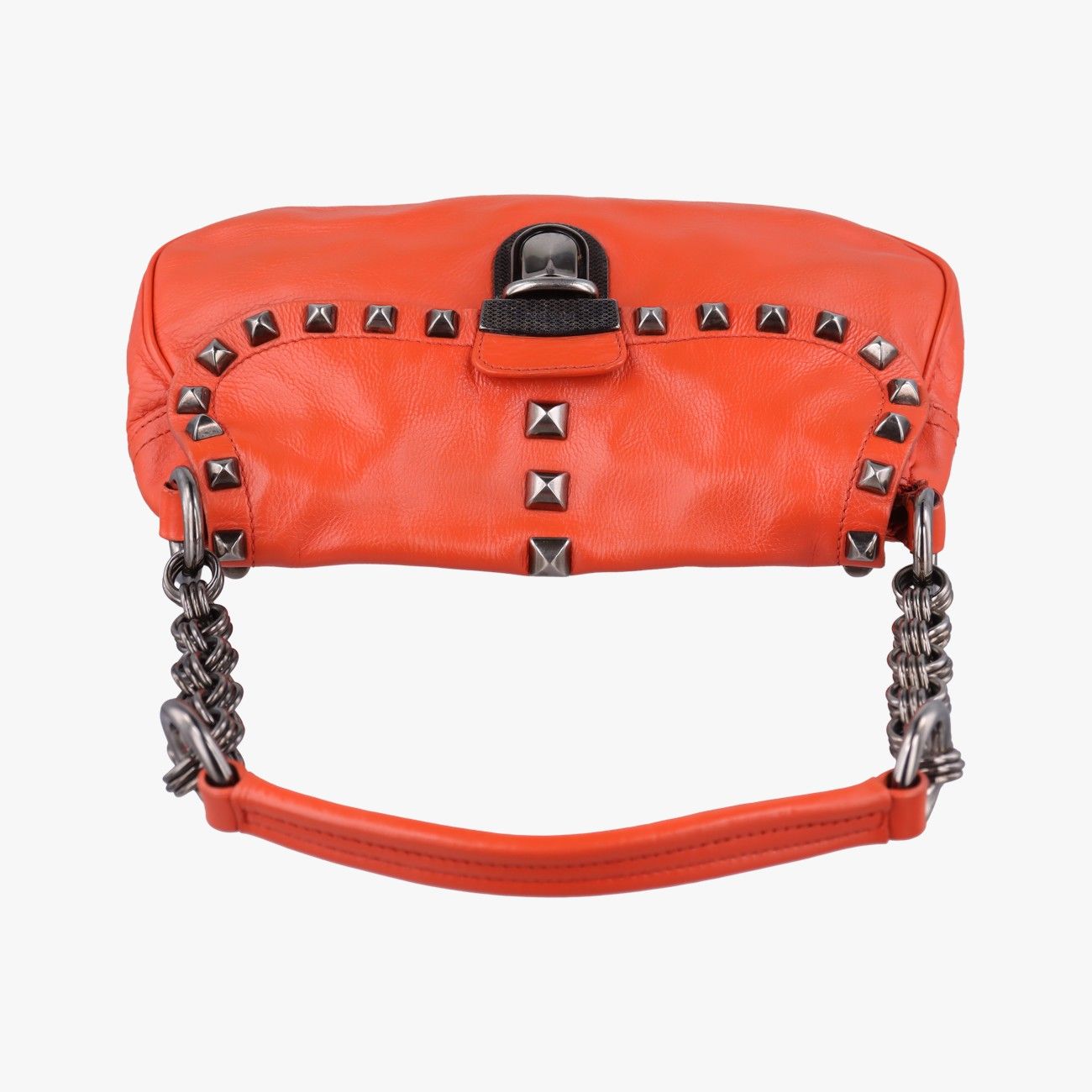 Prada Studded Orange Leather 34 Shoulder — view 8