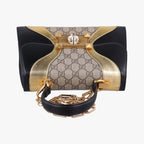 Gucci Ojiride Beige Gold Black Canvas Leather Shoulder — view 8