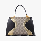 Gucci Ojiride Beige Gold Black Canvas Leather Shoulder — view 2
