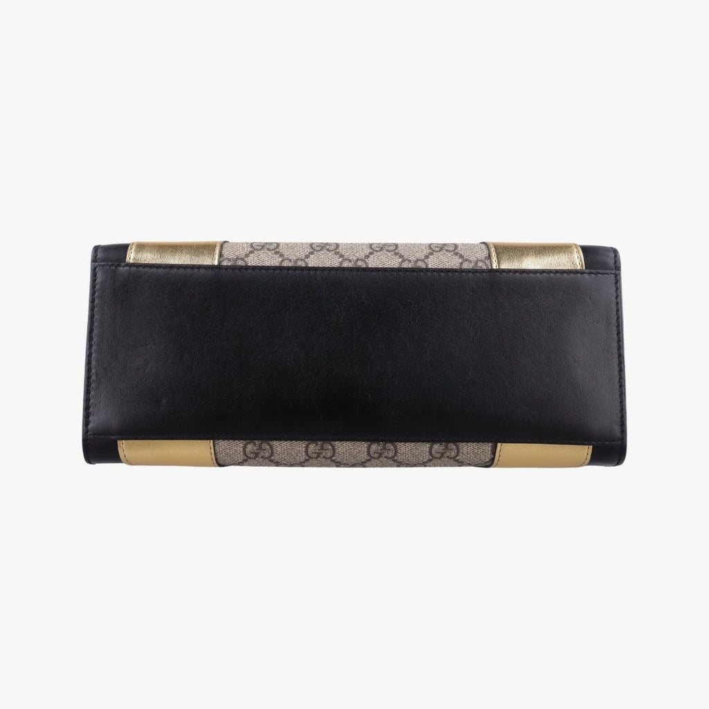Gucci Ojiride Beige Gold Black Canvas Leather Shoulder — view 3