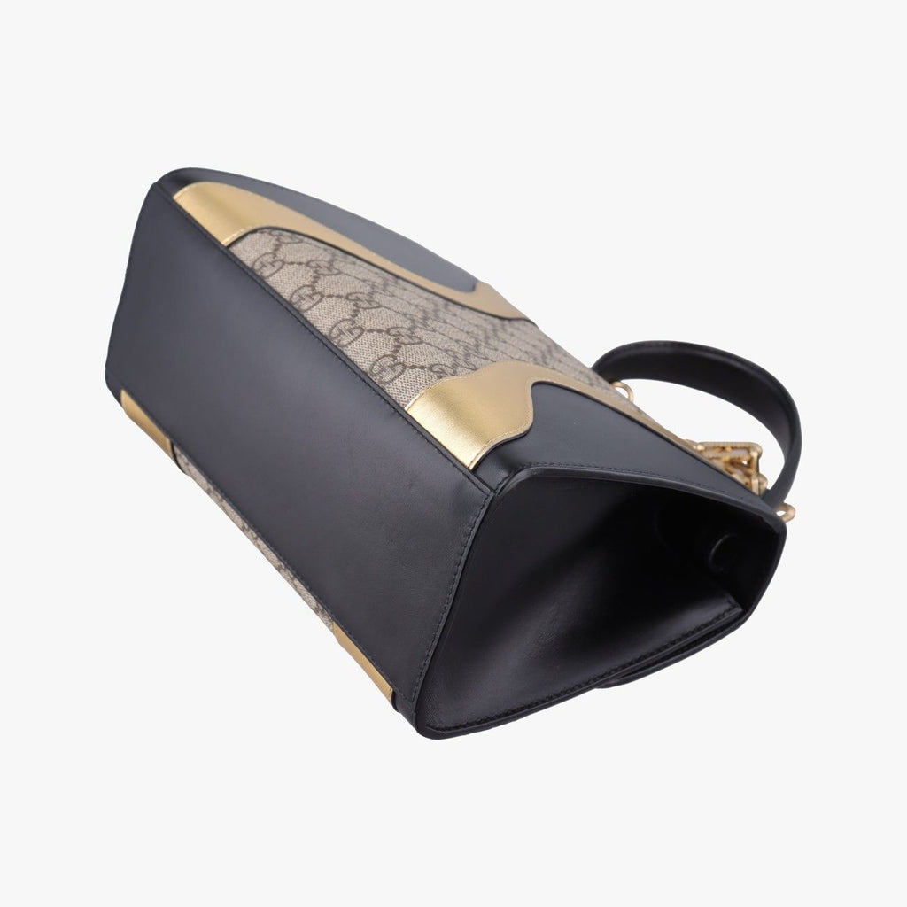 Gucci Ojiride Beige Gold Black Canvas Leather Shoulder — view 6
