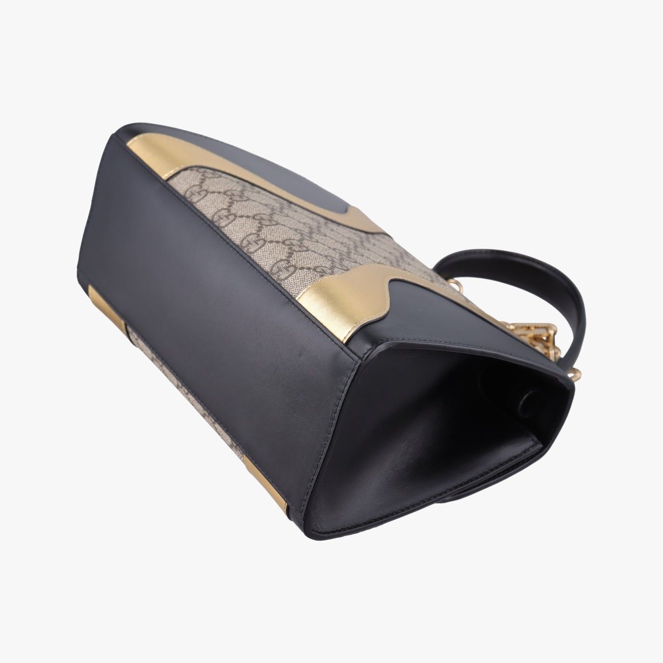 Gucci Ojiride Beige Gold Black Canvas Leather Shoulder — view 6