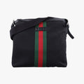 Gucci Sherry Line Black Red Green Canvas Tote