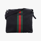 Gucci Sherry Line Black Red Green Canvas Tote