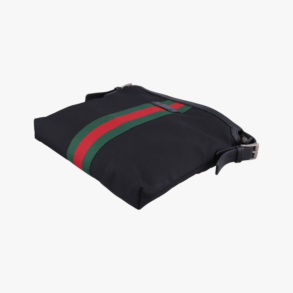 Gucci Sherry Line Black Red Green Canvas Tote — view 4