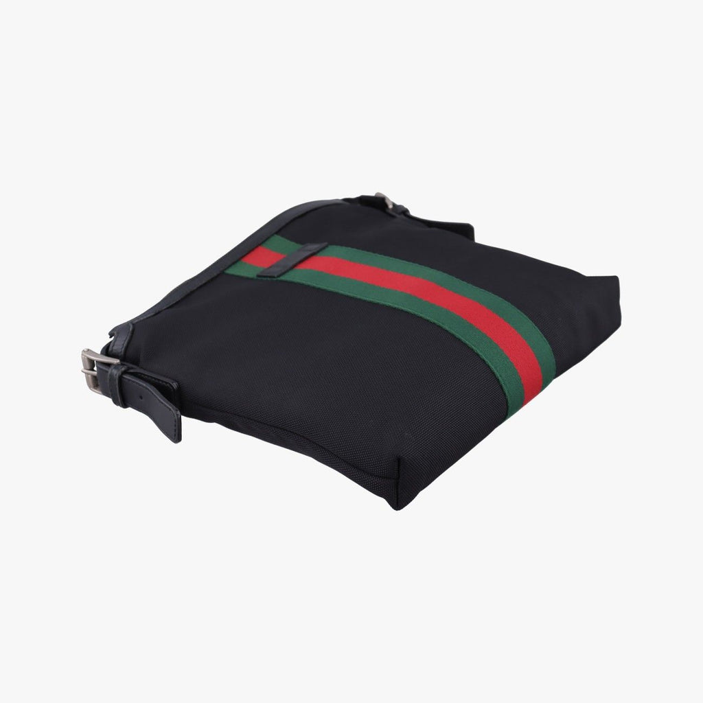 Gucci Sherry Line Black Red Green Canvas Tote — view 5