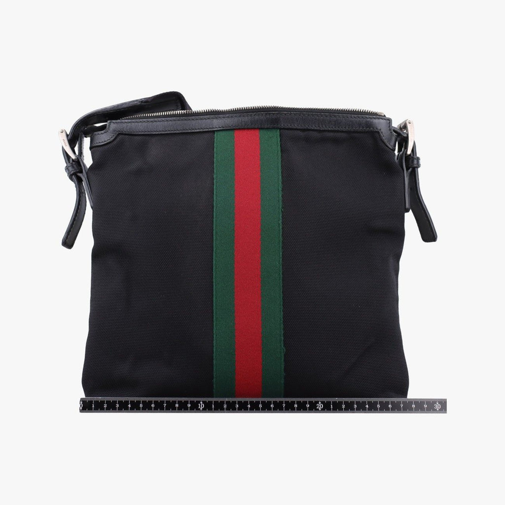 Gucci Sherry Line Black Red Green Canvas Tote — view 2