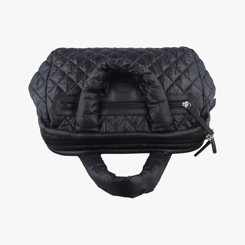 Chanel Coco Cocoon Quilted Black Nylon Leather Handbag — view 8