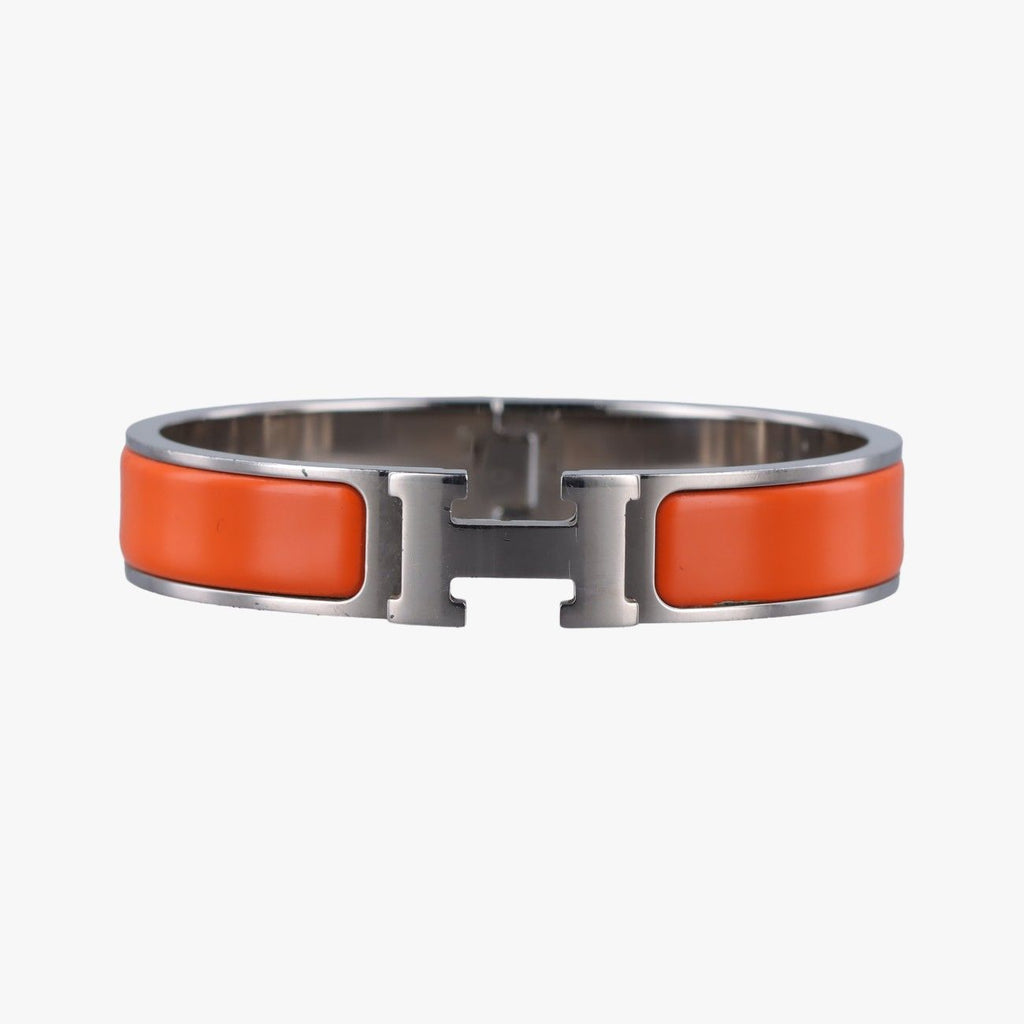Hermes Clic Clac Orange Silver Bracelet