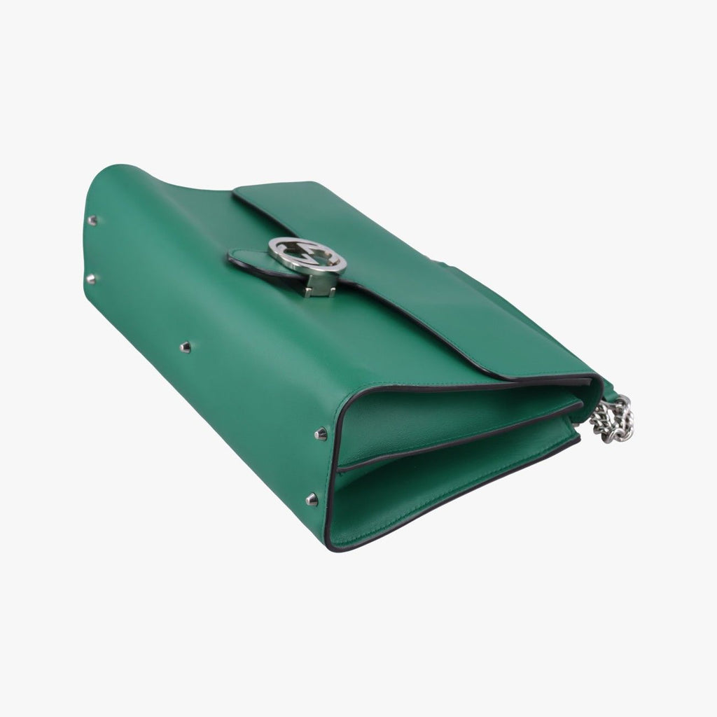 Gucci Interlocking Green Leather Shoulder — view 4