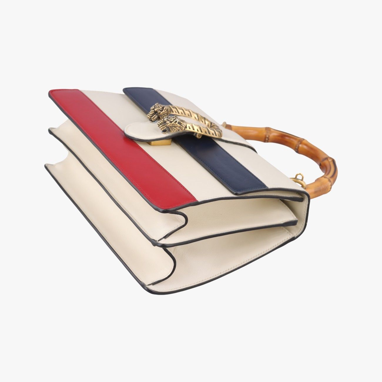 Gucci Dionysus Bamboo White Navy Red Leather Shoulder — view 4