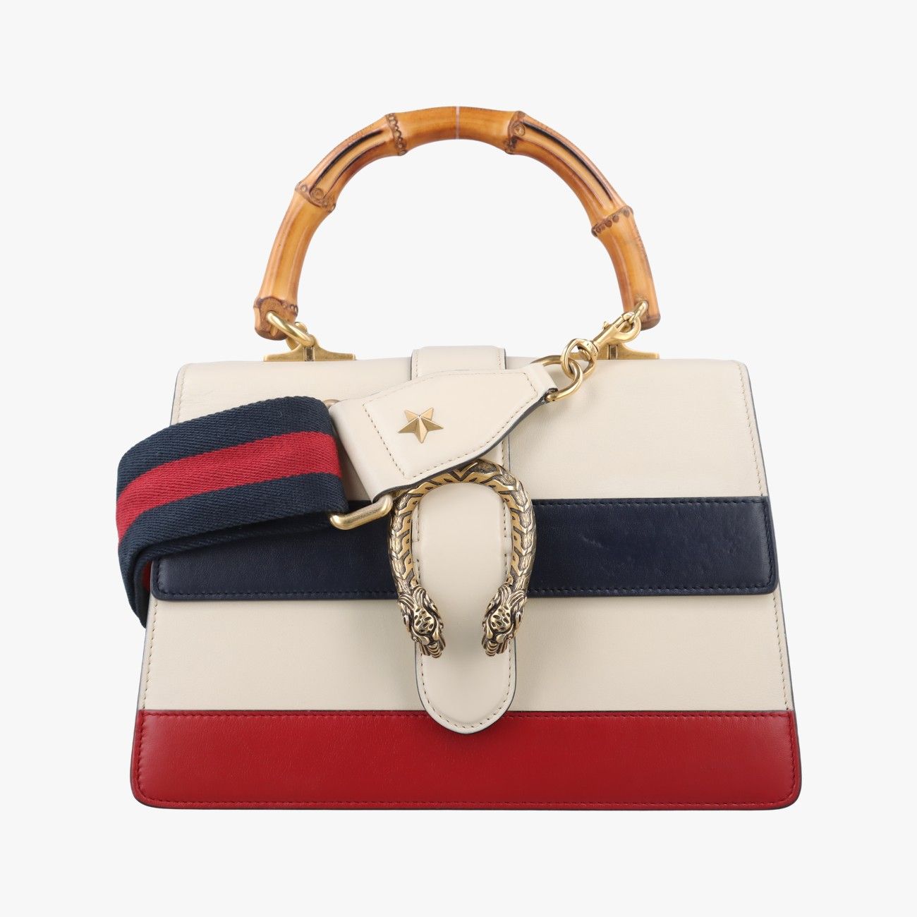Gucci Dionysus Bamboo White Navy Red Leather Shoulder
