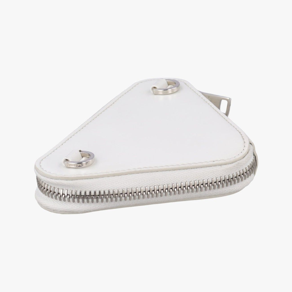 Prada Triangle Chain Pouch White Leather — view 7