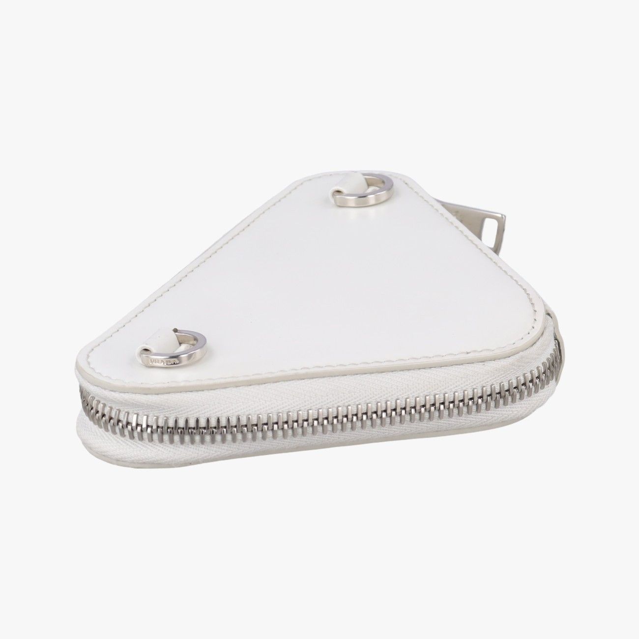 Prada Triangle Chain Pouch White Leather — view 7